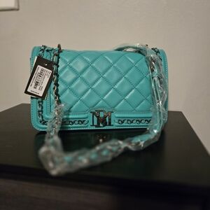 Quilted Turquoise Chain Shoulder Bag